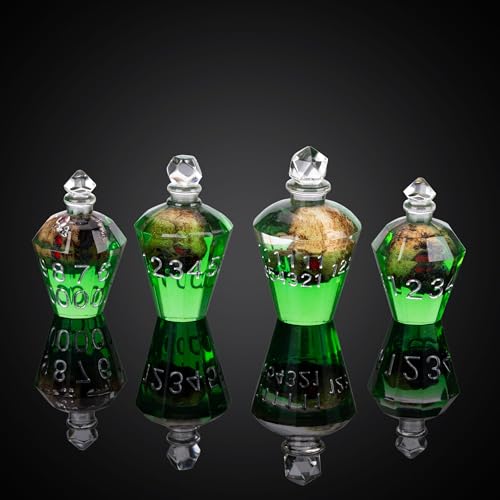 7PCS Potion DND Dice Set,Transparent Sharp Edge Dice Set D&D RPG Polyhedral Dice,for TTRPG Games Roleplaying Games.(Green Skull) - color: Green Skull