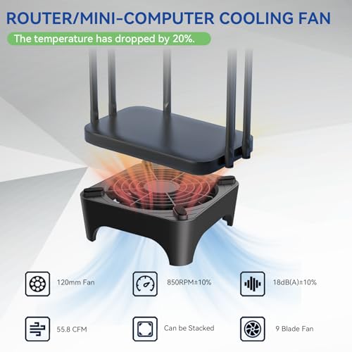 X1 USB Cooling Fan, 18dB Ultra Quiet 120mm USB Computer Fan with Built-in Cable, Portable Fast Cooling Suitable for Router, Receiver, Amplifier, DVR, PlayStation, Xbox, Computer Cabinet More