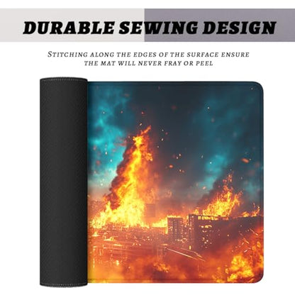 Firefighter Mouse Pad Heroic City Inferno Disaster Scene Large Gaming Mouse Mat with Stitched Edges,Non-Slip Waterproof Rubber Base Mous Mat Office Computer Keyboard Laptop 31.5x11.8 Inch - color: Firefighter_11, size: 31.5L x 11.8W inches