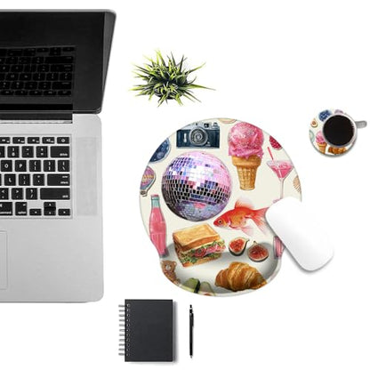 Mouse Pad with Wrist Support, Ergonomic Mouse Pad with Memory Foam Wrist Rest Cushion, Non-Slip Rubber Base Gaming Mice Pad for Home Office Computer Laptop,Girly Stickers - color: Girly Stickers