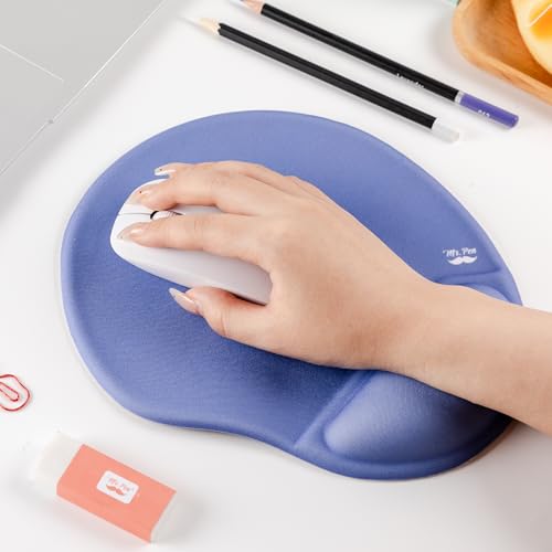 Mr. Pen- Ergonomic Mouse Pad with Wrist Rest | Dusky Blue-Purple Breathable Fabric with Memory Foam Cushion, Non-Slip Rubber Base, Gel Mouse Pad with Wrist Support - color: Dusky Blue-Purple