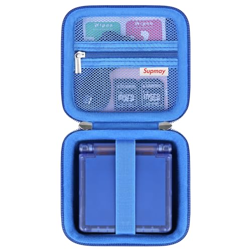 Supmay Hard Carrying Case for Anbernic RG Rotate/ RG34XXSP/ RG35XXSP Retro Handheld Game Console/ Game Boy Advance SP, Retro Game Travel Storage Holder with Mesh Bag for Battery, USB Cable, Blue - color: Blue