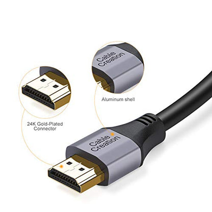 CableCreation 8K HDMI Cable 6.6FT/2m,48Gbps 8K@60 4K@120 144Hz HDMI to HDMI | Fast Speed 3D eARC HDR10 HDCP 2.2 2.3 for MacBook Pro, Roku TV, HDTV, PS5, PS4, Xbox, Blu-ray - color: Grey, size: 6.6Ft