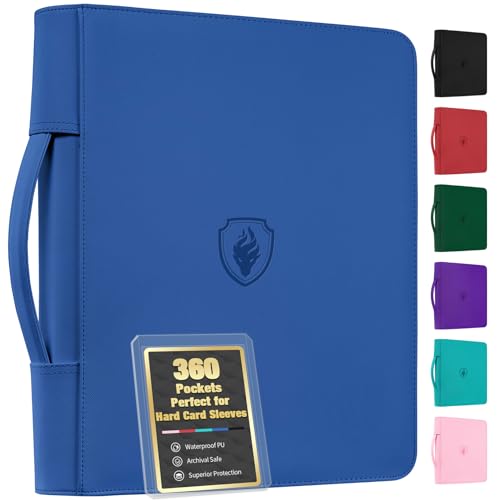 Fabmaker Top Load Binder Holds 360 Cards, Portable Card Binder with Retractable Handle, Side Loading Trading Card Storage for 3"x4" Hard Card Sleeves, Collectible Case for Game Sport Cards, Royal Blue - color: Royal Blue