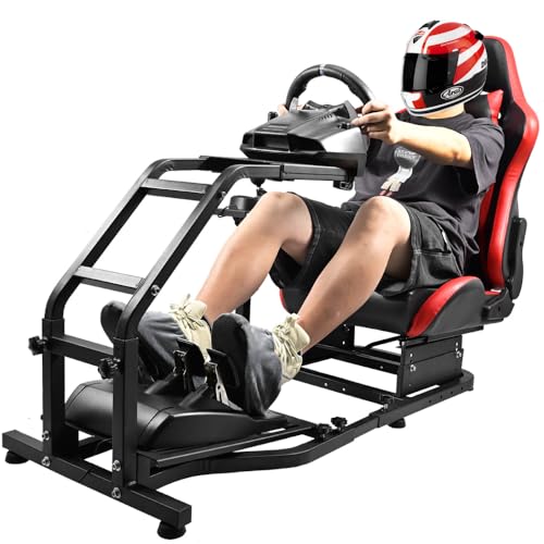 Marada Racing Simulator Cockpit with Adjustable Leather Gaming Race Seat Fit for Logitech G25 G27 G29 G923, for Thrustmaster T248 T300RS TX F458 T128,Steering Driving Car Stand No Wheel Pedal Shifter