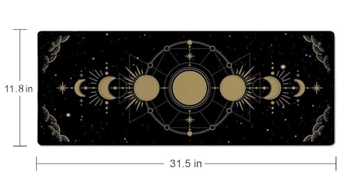 Moon Phase Extended Big Mouse Pad Large,XL Gaming Mouse Pad Desk Pad,31.5x11.8inch Long Computer Keyboard Mouse Mat Mousepad with 3mm Non-Slip Base and Stitched Edge for Home Office Work - color: Moon phase
