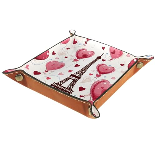 Eiffel Tower Hearts Dice Tray PU Leather Dice Rolling Tray Folding Dice Holder for Dice Games, Like RPG, DND and Other Table Games - color: Multi 7