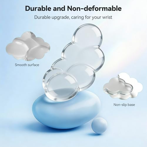 TECKNET Gel Cloud Wrist Rest Set, Cloud Wrist Rest with Non-Slip Base, Clear Wrist Pad for Keyboard with Mouse Wrist Rest for Computer Laptop Office Gaming and Pain Relief, Transparent - color: Transparent