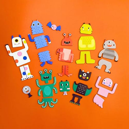 Petit Collage Magnetic Play Set, Monsters – Mix & Match Magnetic Game Board, Ideal for Ages 3+ – Includes 2 Magnetic Scenes and Over 25 Magnet Pieces, Ideal Travel Activity for Kids - color: Mix + Match Monsters Magnetic Play Set