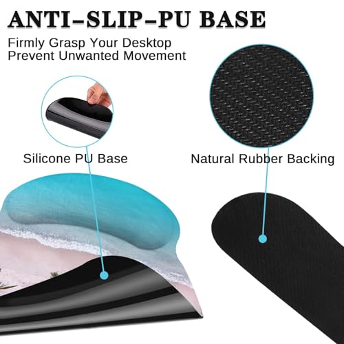 Ergonomic Mouse Pad Set with Wrist Rest, Ocean Blue | Summer Beach Non-Slip Rubber Base Wrist Cushion Support and Coasters Mousepad with Wrist Support for Computer Keyboard - color: Blue Ocean