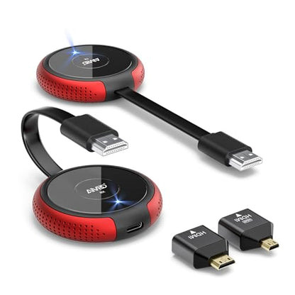 TIMBOOTECH Wireless HDMI Transmitter and Receiver 4K, Casting 5G Stable Video/Audio Wireless HDMI Extender Kit for PC, Laptop, Camera, TV Box, Smartphone, PS5 to Monitor, Projector, HDTV 165FT/50M - color: Red