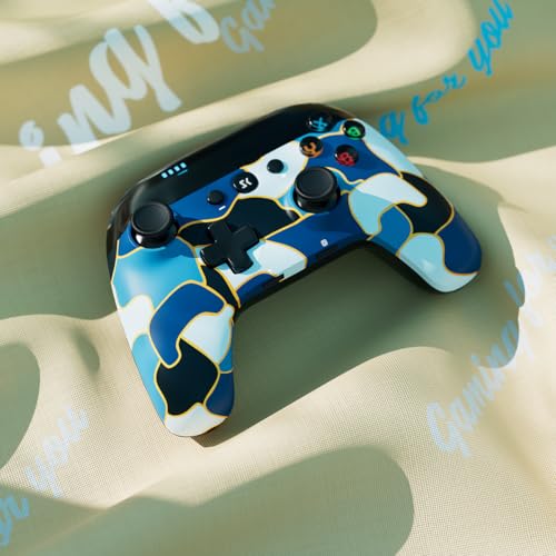 ISHAKO Wireless Switch Pro Controller Compatible with Switch/Lite/OLED, Gamepad with Turbo, Dual Vibration, Wake-up, and Motion Control - Blue