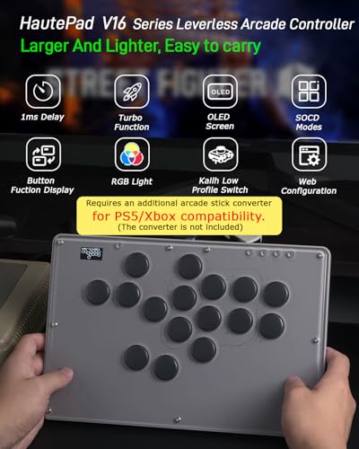 Sehawei Haute42 Arcade Stick V16 All-Button Arcade Controller 16Keys for PC/Ps3/Ps4/Switch/Steam,Fight Stick for Fighting Games with Custom RGB & Turbo Functions & Hot Swap - 30th Anniversary Edition