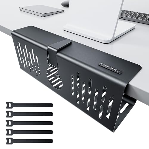 NODOCA No Drill Under Desk Cable Management Tray, 14'' Wire Management, Punch-Free Clamp on, Metal Cable Tray, Wire Organizer Under Desk, Under Desk Basket for Office and Home, Black - color: Black, size: 【Clip-on】14''×1pc