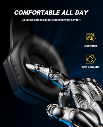 EKSA 2.4GHz Wireless Gaming Headset for PS5,PS4,PC,Switch,Mobile,Mac, Bluetooth Gaming Headphones with ENC Microphone, RGB, 20ms Latency, 120H Battery, 7.1 Surround Sound, 3.5mm Cable Black Silver