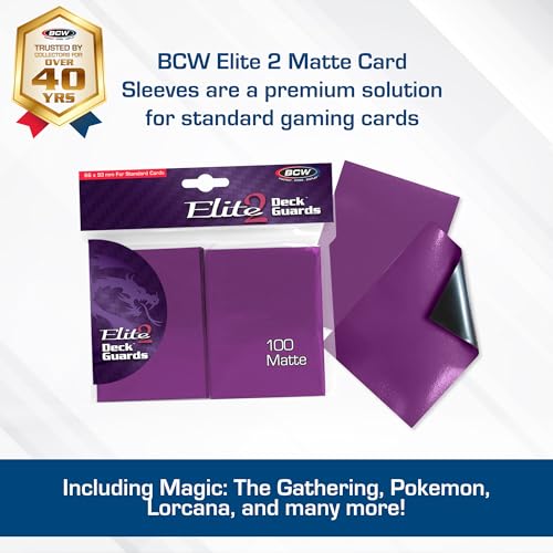 BCW Elite2 Matte Card Sleeves – Mulberry | Anti-Glare Front | Textured Back | Fits Standard 2.5" x 3.5" Cards - 100 Pack - color: Mulberry