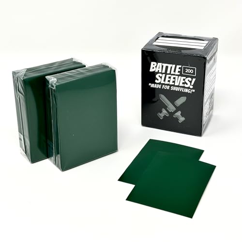 Battle Sleeves! Semi Matte for Standard Sized Trading Cards | Super Easy to Shuffle! | 200 Count | Green - color: Green