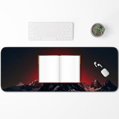 Gaming Mouse Pad, Large Desk Mat, Non-Slip Rubber Bottom, Stitched Edge Mouse Pad for Home, Office Desk, Gaming Keyboard Pad, 31.5 x 11.8 Inch, Desk Protector - color: Full Moon Mountain