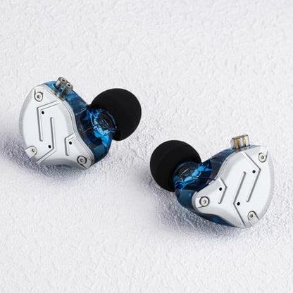 Linsoul KZ ZS10 Pro, 4BA+1DD 5 Driver in Ear Monitor, HiFi Wired Earbuds, Gaming Earbuds, Hybrid IEM Earphones with Stainless Steel Faceplate, Detachable Cable for Musician (with Mic, Blue) - color: Blue, style: With Mic