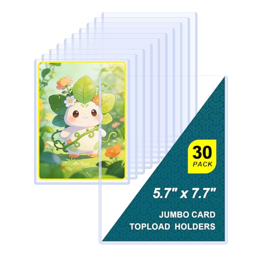 5x7 Toploader for Jumbo Cards - Perfect Fit for 5.4" x 7.5" Oversized Cards, Clear Rigid Hard Plastic Sleeves for Collectible Trading Cards, Photo Protectors -30 Pack - size: L: 5.4"x7.5"-30 Pcs