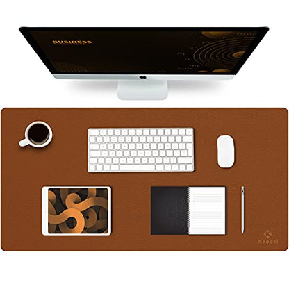 K KNODEL Large Office Leather Desk Mat, Mouse and Keyboard Pad, Computer and Laptop Mat, Desktop Protector and Cover, Writing Pad and Blotter (31.5"x15.7", Brown) - color: Brown, size: 31.5" x 15.7"