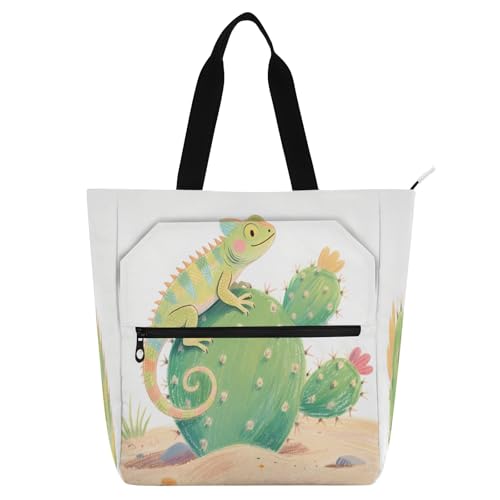 Waterproof Piano Bag for Lessons Cat Flower Crown Music Tote with Zipper Pockets for Sheet Music & Books - color: Lizard Cactus Floral