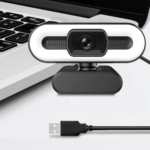 2K Webcam for PC with Microphone & Noise Cancellation, 1200P HD, Auto Focus, 120° Wide Angle, 3-Level Beauty Fill Light, Plug & Play USB Camera for Streaming, Conferencing, Calling (Black)