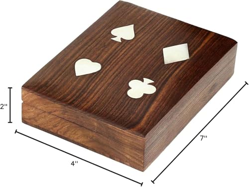 Double Deck Playing Card Holder Box | Wooden Storage Case for 2 Decks of Cards | Elegant Organizer for Poker, Bridge, Rummy & Game Nights (Cards not Include)