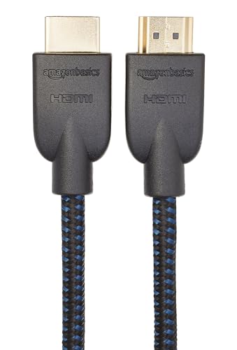 Amazon Basics Nylon-Braided HDMI 2.0 Cable, 3ft, 4K@60Hz, 18Gbps, 2160p, 48 bit, Compatible with TV/PS5/Xbox/Roku/Blu-ray, Black & Blue - color: Black, size: 3 Feet (Pack of 1)