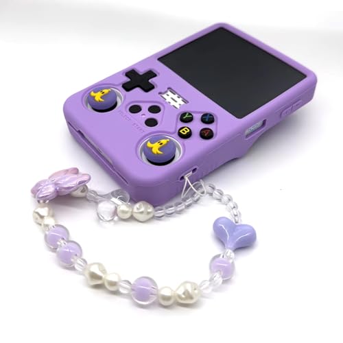 Silicone Case for R36S Handheld Game Console Protective Case with Lanyard Button Cover Accessory for Gift (Purple) - color: purple