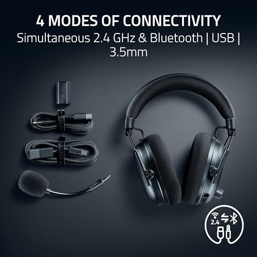 Razer BlackShark V3 Pro Wireless ANC PC Gaming Headset, CS2 Edition | Full Band Mic, 50mm Drivers, 2.4 GHz, Bluetooth, USB, 3.5mm, Works with Mac, PS5, Nintendo Switch, Smartphone, 70 Hr Battery - color: Counter-Strike 2 Edition, style: PC