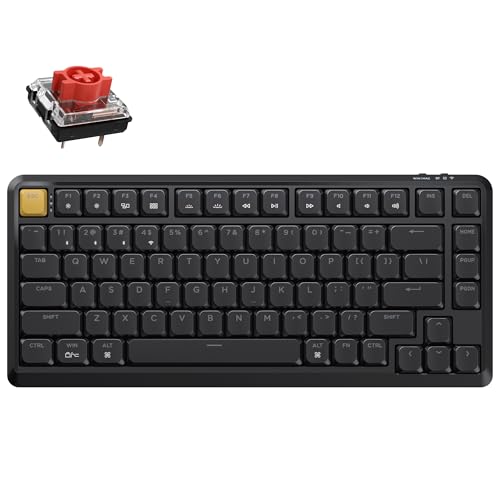 Keychron KJ1 Low Profile Wireless Mechanical Keyboard - 75% Layout Red Switch, QMK RGB Backlit, 2.4G/Bluetooth/USB-C, Double-Shot PBT Keycaps, 2000mAh Battery, Mac/Win/Linux Compatible - Black - style: Black - Red Switch