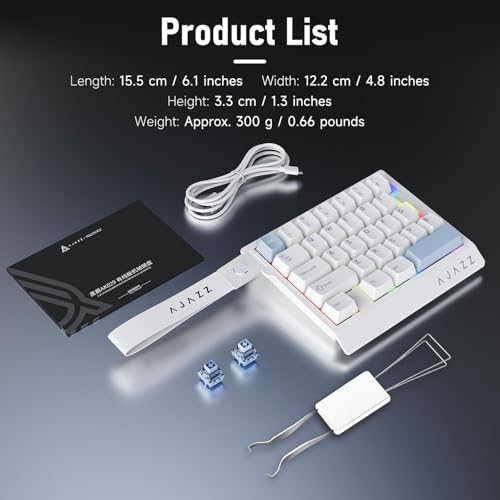 AJAZZ AK029 Magnetic Switch One Handed Gaming Keyboard, Hall Effect Rapid Trigger Mechanical Keypad with SOCD & DKS, 8KHz Polling Rate, 29 Keys Mini Ergonomic Gaming Keyboard for FPS Gamers, PC - color: White Blue