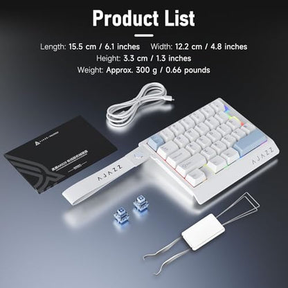 AJAZZ AK029 Magnetic Switch One Handed Gaming Keyboard, Hall Effect Rapid Trigger Mechanical Keypad with SOCD & DKS, 8KHz Polling Rate, 29 Keys Mini Ergonomic Gaming Keyboard for FPS Gamers, PC - color: White Blue