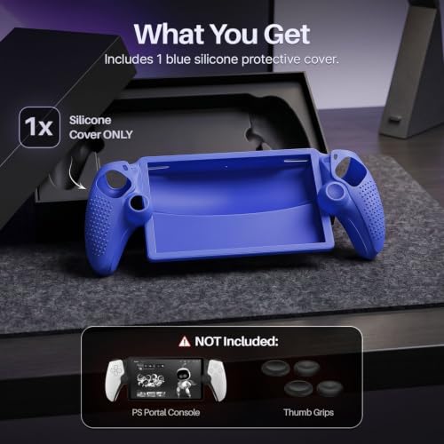 TNP Blue Silicone Case Cover Skin Compatible with PlayStation Portal | Protective soft-grip shell for steadier handheld play; 1 flexible cover only, console and thumb grips not included - color: Blue