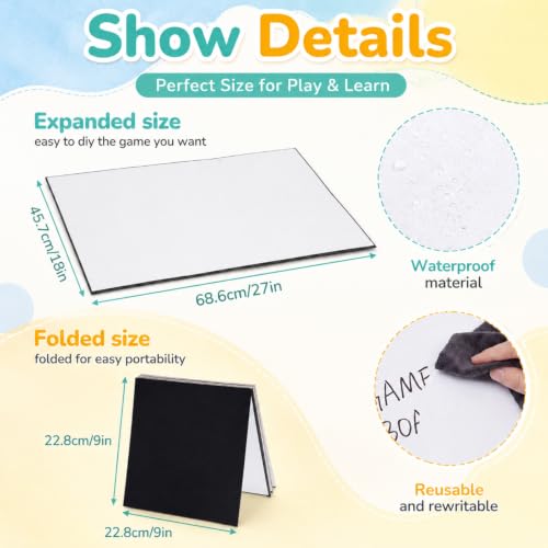 Zhanmai 4 Pcs Folding Blank Game Board 18 x 27 Inches Make Your Own Game Board, Quad Fold Dry Erase Blank Games Boards for School Classroom DIY Games Activities (6 Folds) - style: 18 x 27 in