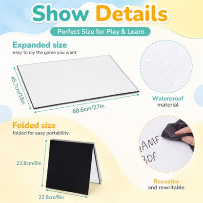 Zhanmai 4 Pcs Folding Blank Game Board 18 x 27 Inches Make Your Own Game Board, Quad Fold Dry Erase Blank Games Boards for School Classroom DIY Games Activities (6 Folds) - style: 18 x 27 in