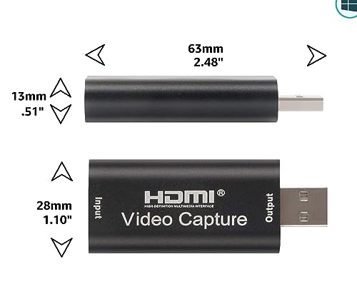 Audio Express AXHDCAP 4K HDMI Video Capture Card, Cam Link Card Game Audio Adapter HDMI to USB 2.0 Record Capture Device for Streaming, Live Broadcasting, Video Conference, Teaching, Gaming
