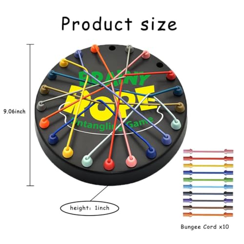 Rope Untangling Game, Brain Knots Game Strategy Thinking for All Ages | Elastic Rope Design, Plastic, Multi-color, Multi level Difficulty, practical portable storage bag, Fun Family Activity