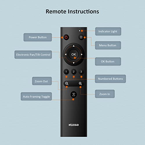 Zoom Certified, NexiGo N970P 4K Webcam, Onboard Flash Memory, Al-Powered Auto-Framing, Adjutable Field of View, Sony Sensor, Dual AI Noise-Cancelling Mics, Works with Teams/Zoom/Webex/Google - style: Webcam 4K with Remote