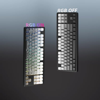 133 Aesthetic Topographic PBT Keycaps, No Tearing, Never Fade & Non-Slip, Modern RGB Backlit Gray-to-Black Gradient Keycaps for Mechanical Keyboard - Ergonomic (Doubleshot, Fit for All MX Layout) - color: Gray Black Gradient
