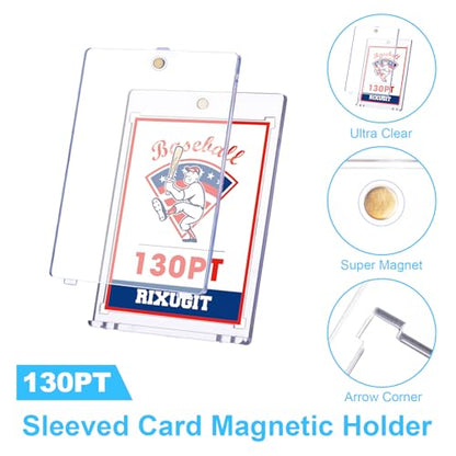 25-Pack 130pt Sleeved Card Magnetic Holders | Larger Inner Dimension 2.63"x3.7", First Insert Card into Soft Card Sleeve, Then Place into Card Holder for Double Protection - size: 25ct 130PT Sleeved Card Holder