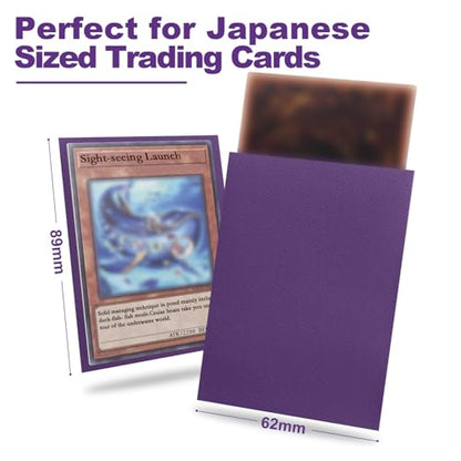 200 Pack Card Sleeve Compatible with Yu-gi-oh Card Sleeve Japanese 62x89mm | Purple Small Card Sleeves Photocard Sleeves 62x89mm, Back Textured Perfect Shuffling, Protect Your Japanese Sized Never Tear - color: Purple