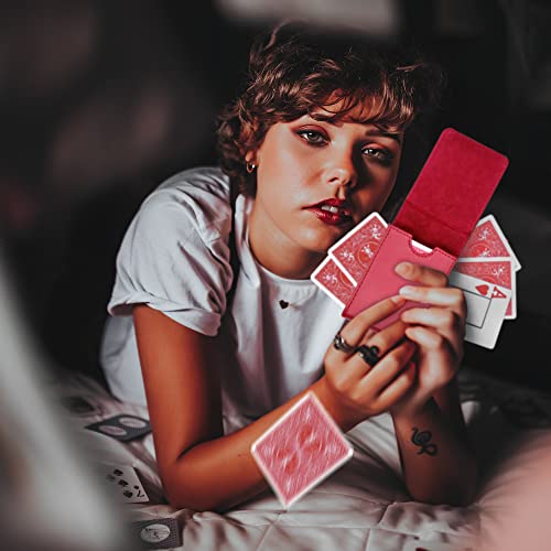 Single Deck Leather Playing Card Case/Holder - Fits Poker and Bridge size cards (Wine Red) - color: Wine Red