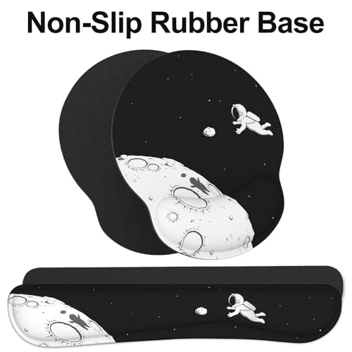 Ergonomic Mouse Pad with Wrist Rest and Keyboard Wrist Rest, Mousepad and Wrist Rest for Computer Keyboard, Pain Relief, Non-Slip Rubber Base, Mouse Pad with Wrist Support for Gaming, Astronaut - color: Astronaut