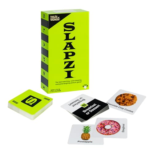 Moose SLAPZI Fast-Matching Card Game, 2-8 Players, Ages 8+ | Match picture to clue & slap down first; 60 clue & 90 picture cards, party game for kids and adults