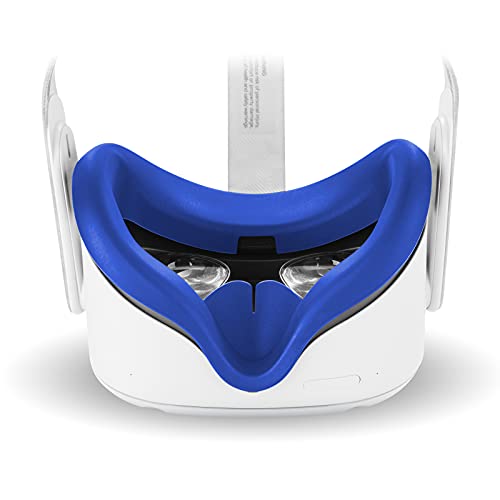 Compatible with Oculus Quest 2 Accessories, VR Silicone face Cover, VR Shell Cover,Compatible with Quest 2 Touch Controller Grip Cover,Protective Lens Cover,Disposable Eye Cover - color: Blue