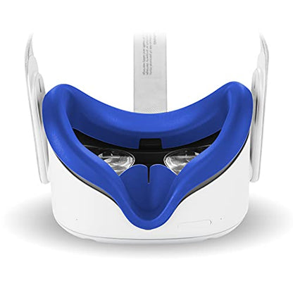 Compatible with Oculus Quest 2 Accessories, VR Silicone face Cover, VR Shell Cover,Compatible with Quest 2 Touch Controller Grip Cover,Protective Lens Cover,Disposable Eye Cover - color: Blue