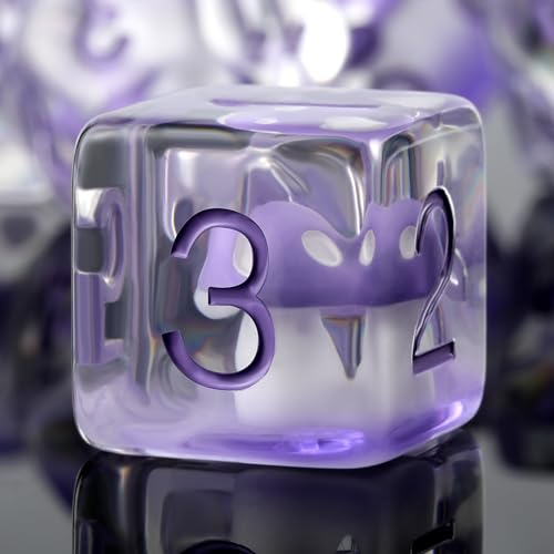 Mushroom Resin Dice Set D&D, DNDND 7PCS D&D Dice Set with Gift Velvet Bag for Dungeons and Dragons Role Playing Games and Tabletop Games（Purple Mushroom - color: Mushroom Purple