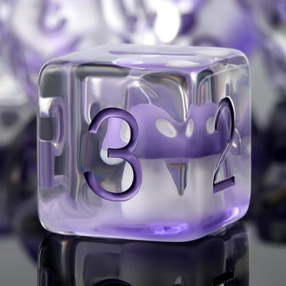 Mushroom Resin Dice Set D&D, DNDND 7PCS D&D Dice Set with Gift Velvet Bag for Dungeons and Dragons Role Playing Games and Tabletop Games（Purple Mushroom - color: Mushroom Purple